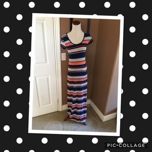 Striped Short Sleeve Maxi
